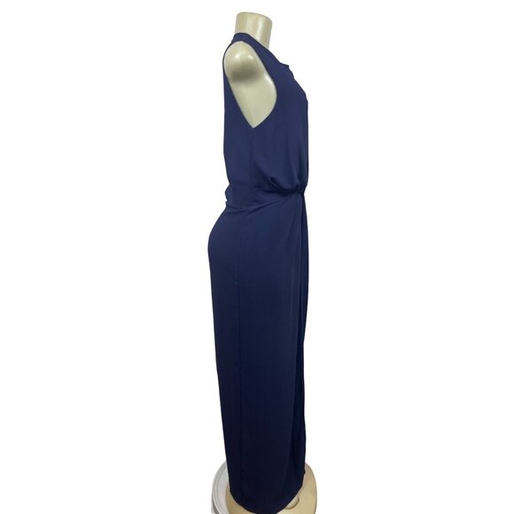 Asos Women’s Blue V Neck Mesh Floor Length Short Sleeve Maxi Dress Sz 10 - Picture 3 of 11